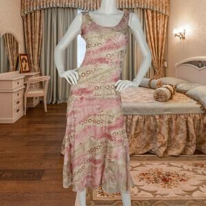 Komarov Lace Trim Floral Satin Dress M Chic
